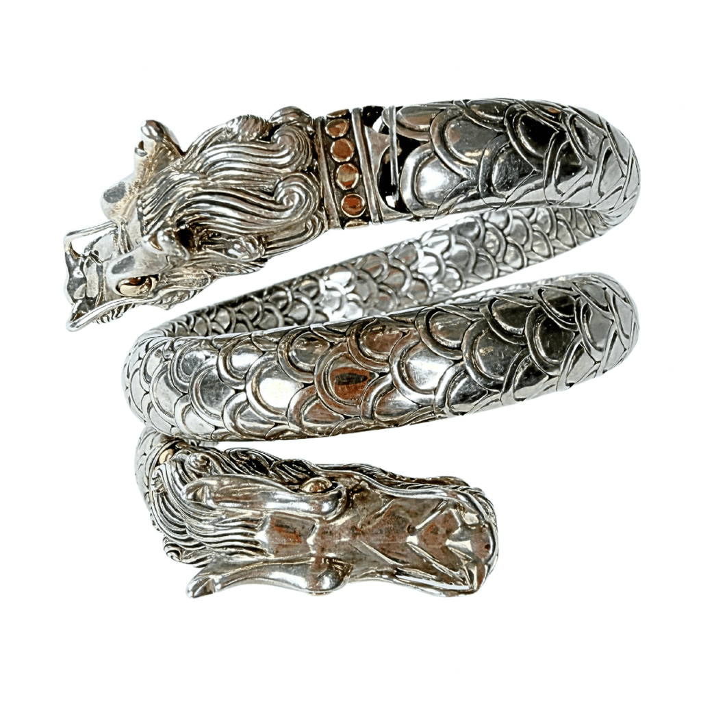 John Hardy Two-Tone Dragon Double Coil Wrap Bracelet