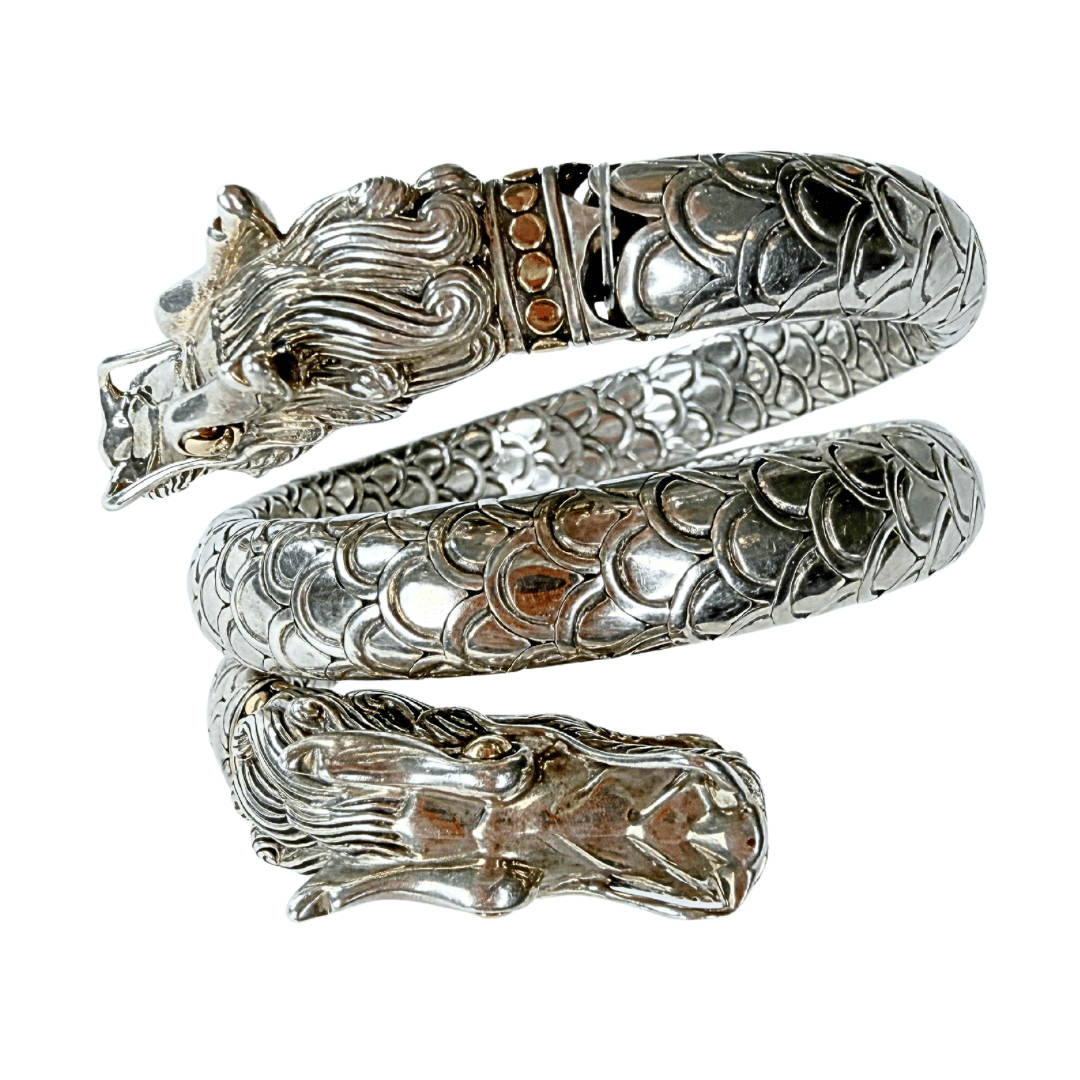 John Hardy Two-Tone Dragon Double Coil Wrap Bracelet