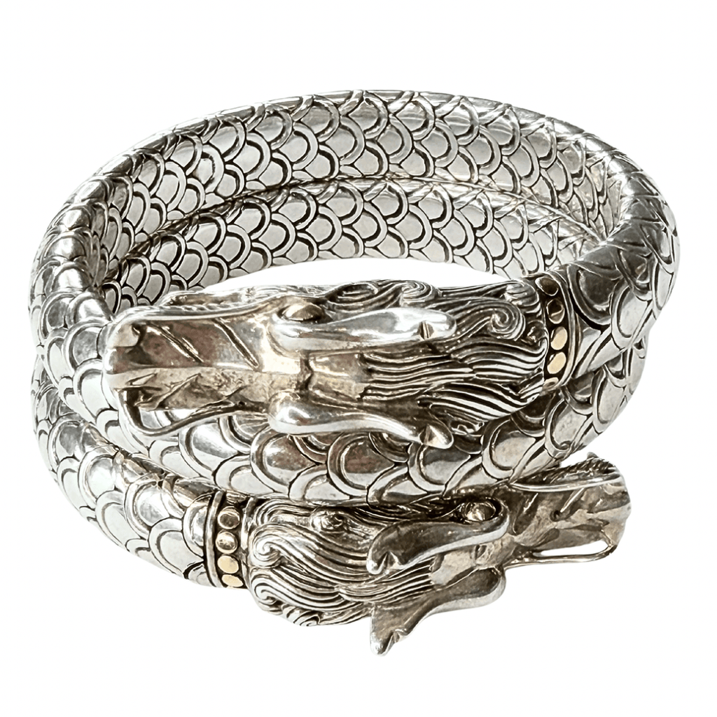 John Hardy Two-Tone Dragon Double Coil Wrap Bracelet