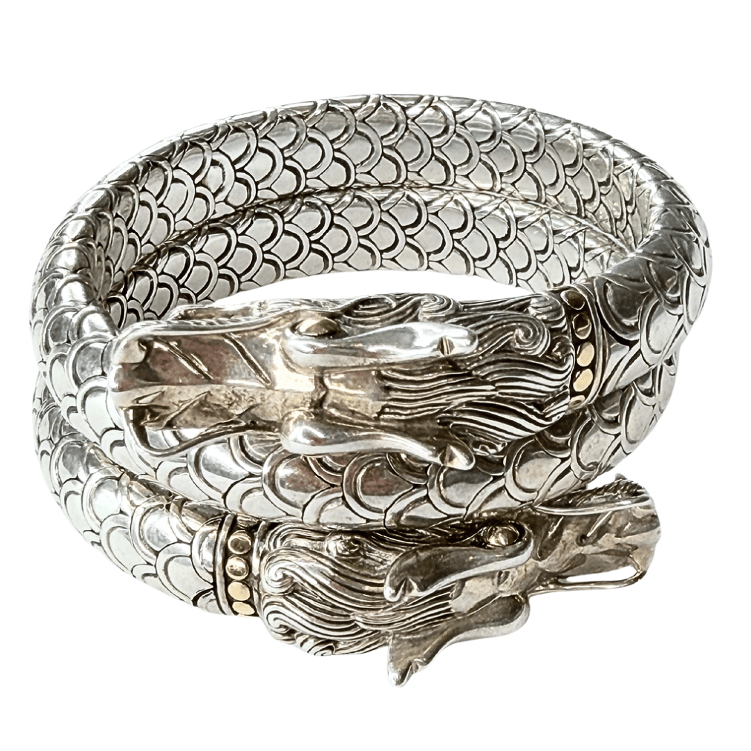 John Hardy Two-Tone Dragon Double Coil Wrap Bracelet