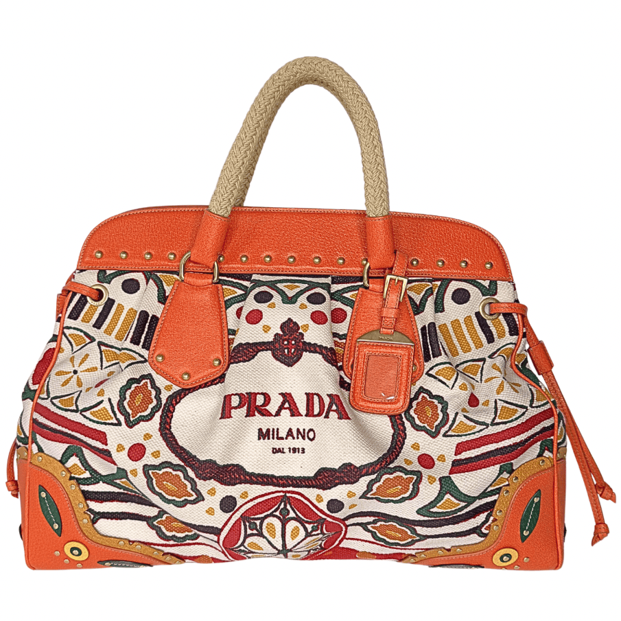 Prada Canapa Stampata Frame Bag