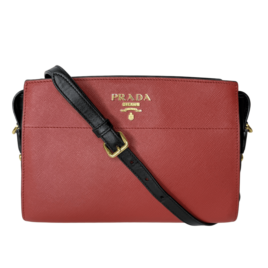 Prada Saffiano Lux Leather Esplanade Crossbody
