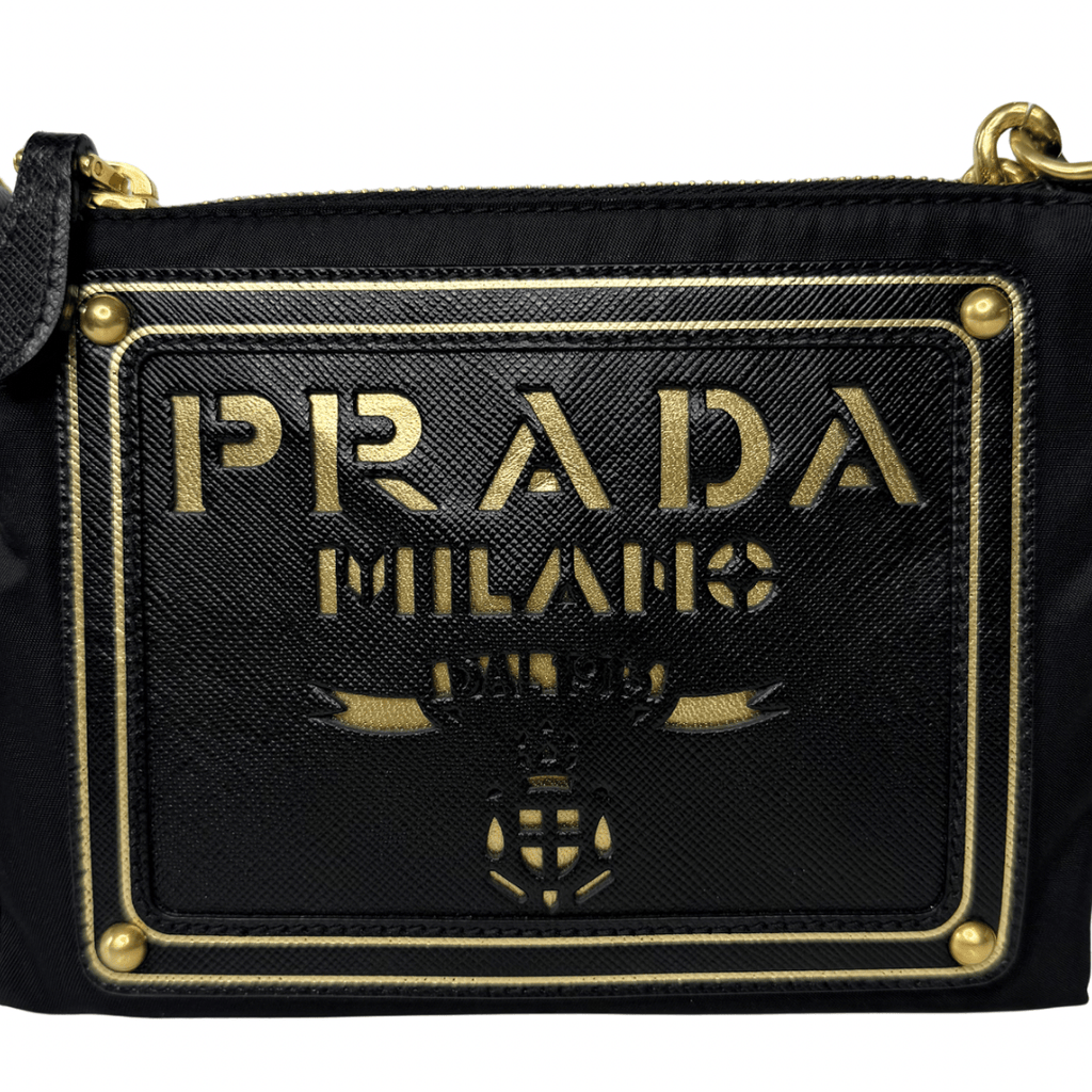 Prada Signature Tessuto Oro Crossbody Bag