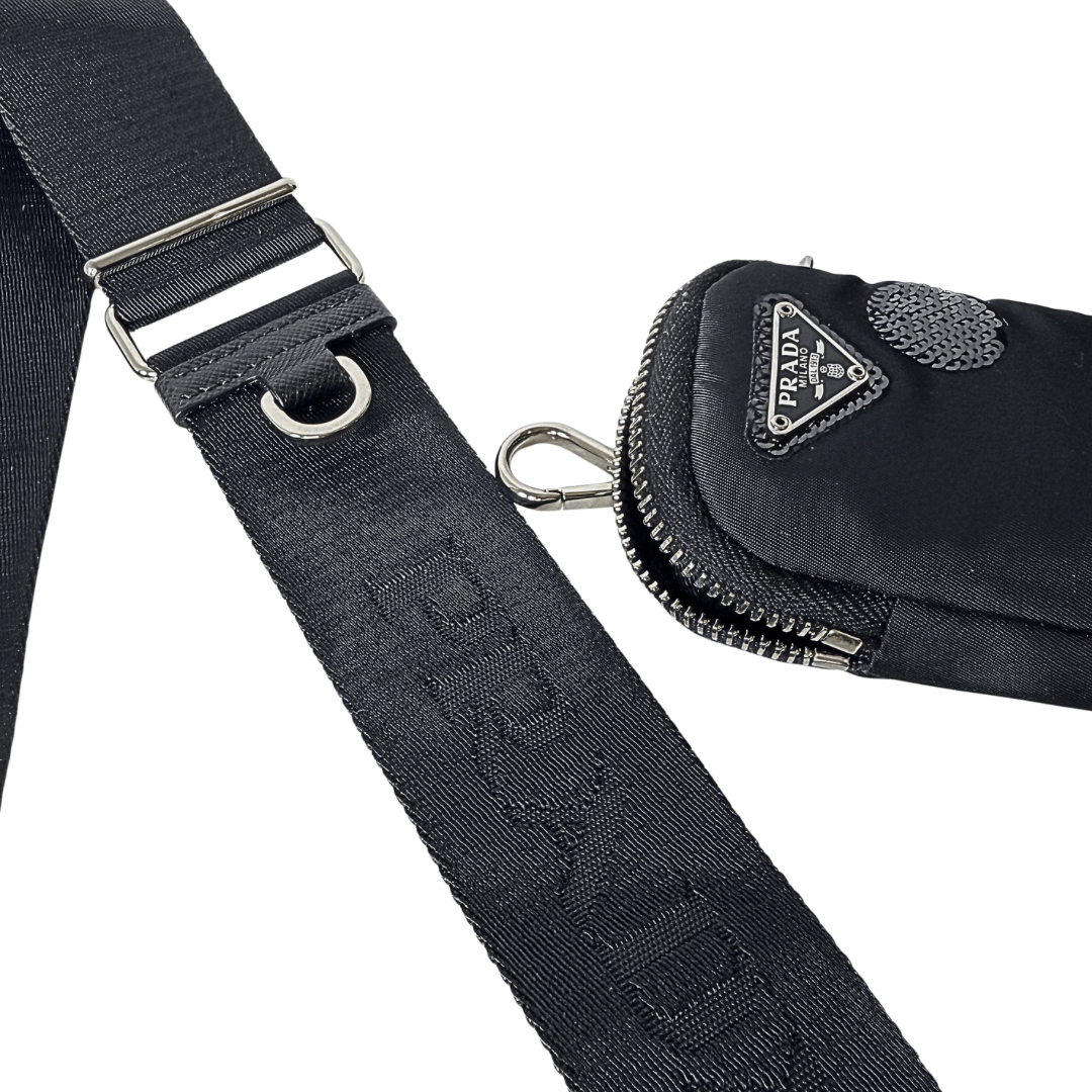 Prada Nylon Sequin Embellished Polka Dot Re-Edition 2005 Shoulder Bag