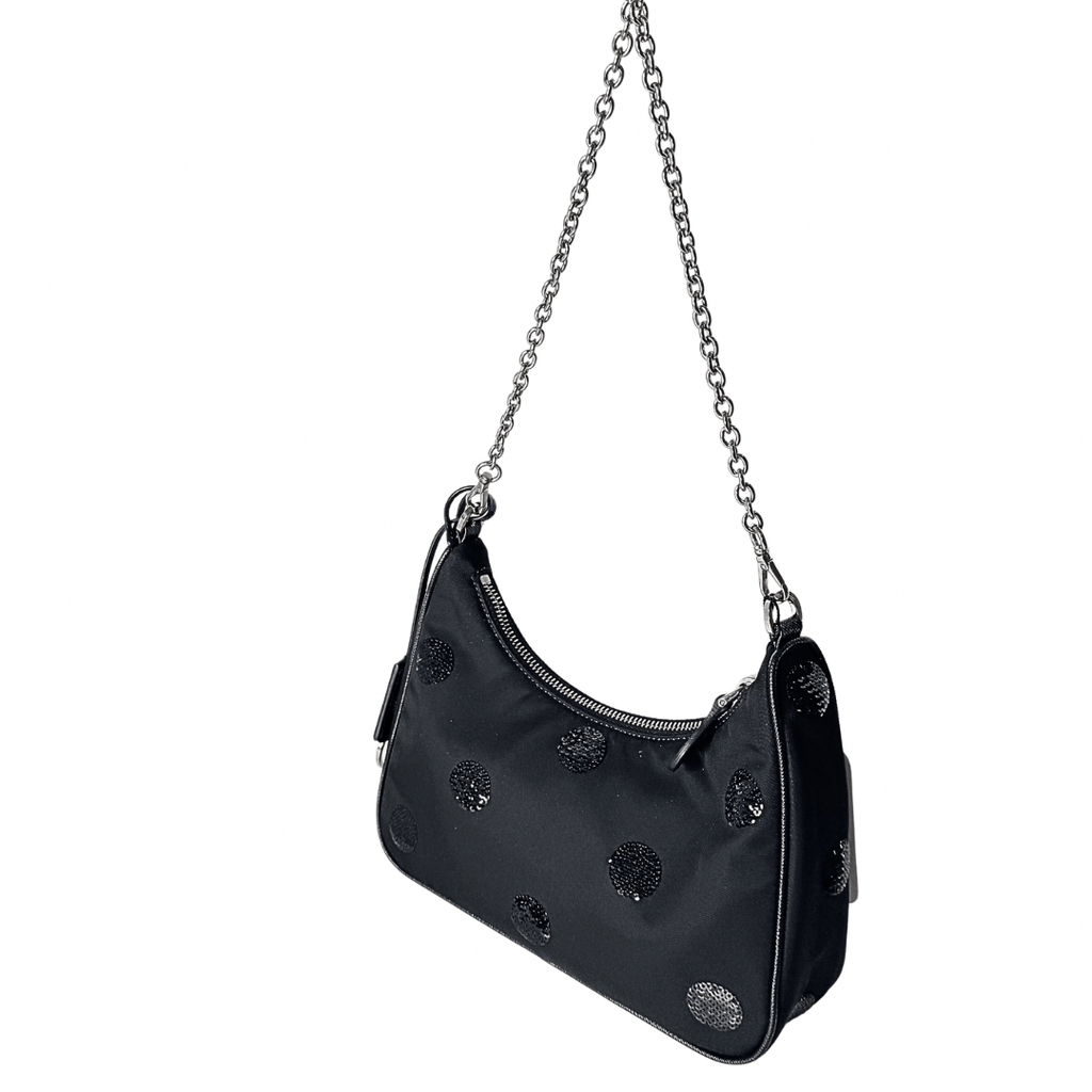Prada Nylon Sequin Embellished Polka Dot Re-Edition 2005 Shoulder Bag