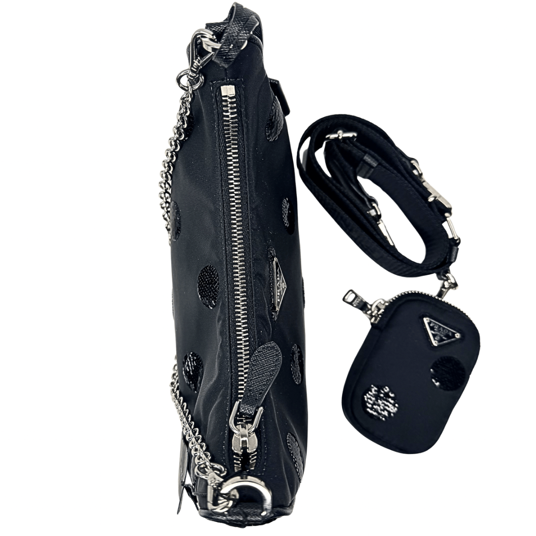Prada Nylon Sequin Embellished Polka Dot Re-Edition 2005 Shoulder Bag