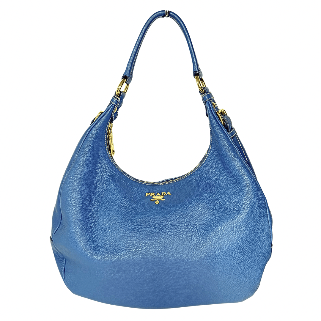 Prada Vitello Daino Zip Top Hobo Large