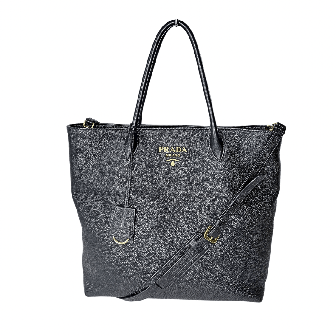 Prada Vitello Daino Large Dual Strap Zip Tote