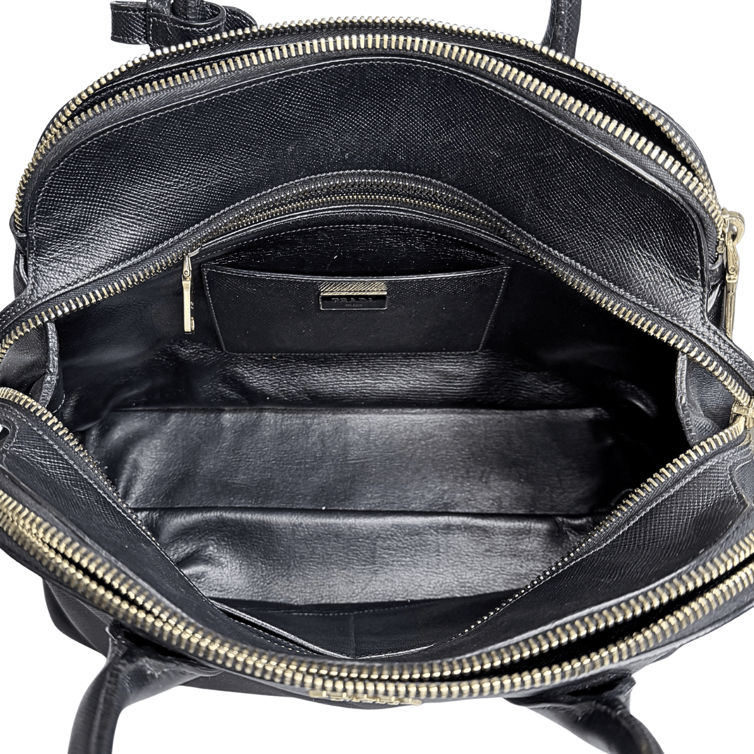 Prada Saffiano Cuir Triple-Zip Dome Tote