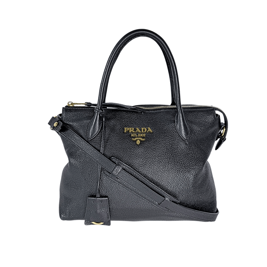 Prada Vitello Daino Small Dual Strap Zip Tote