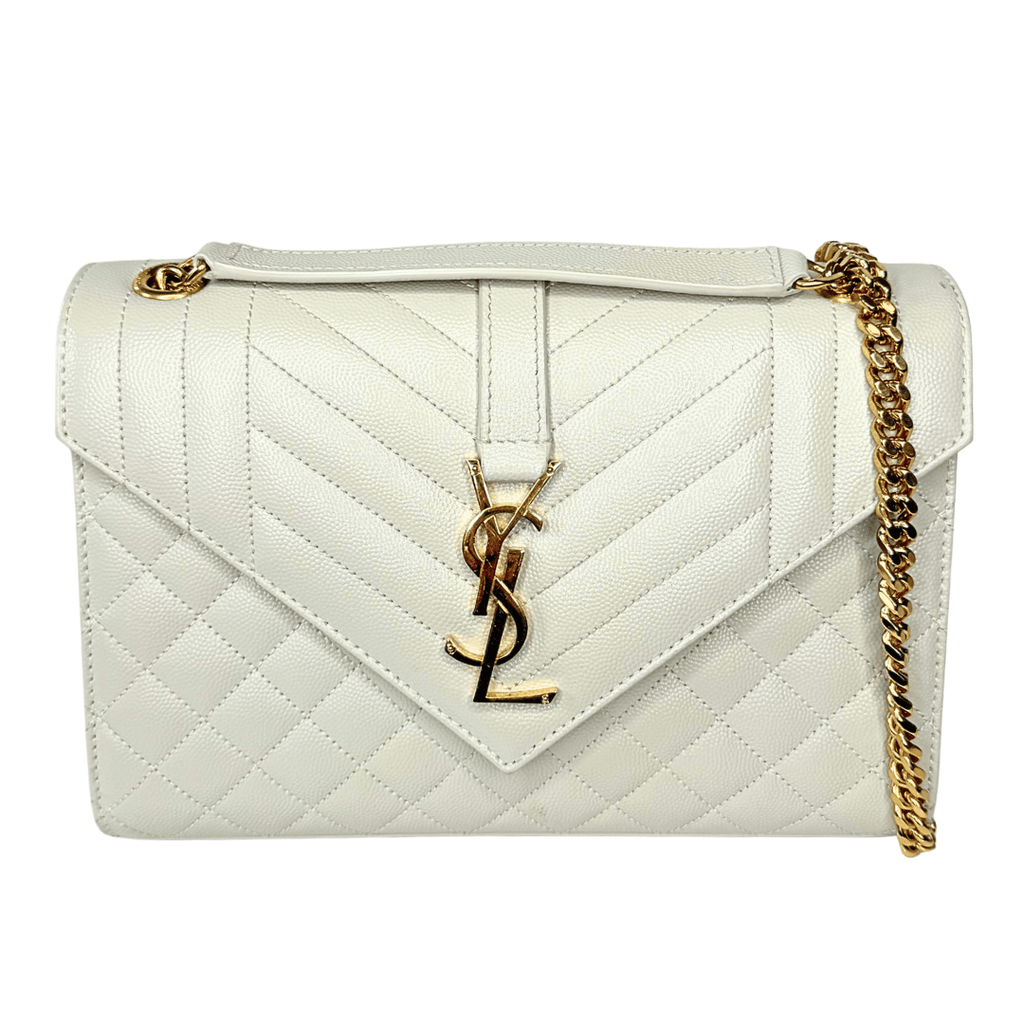 Saint Laurent White Medium Envelope Bag