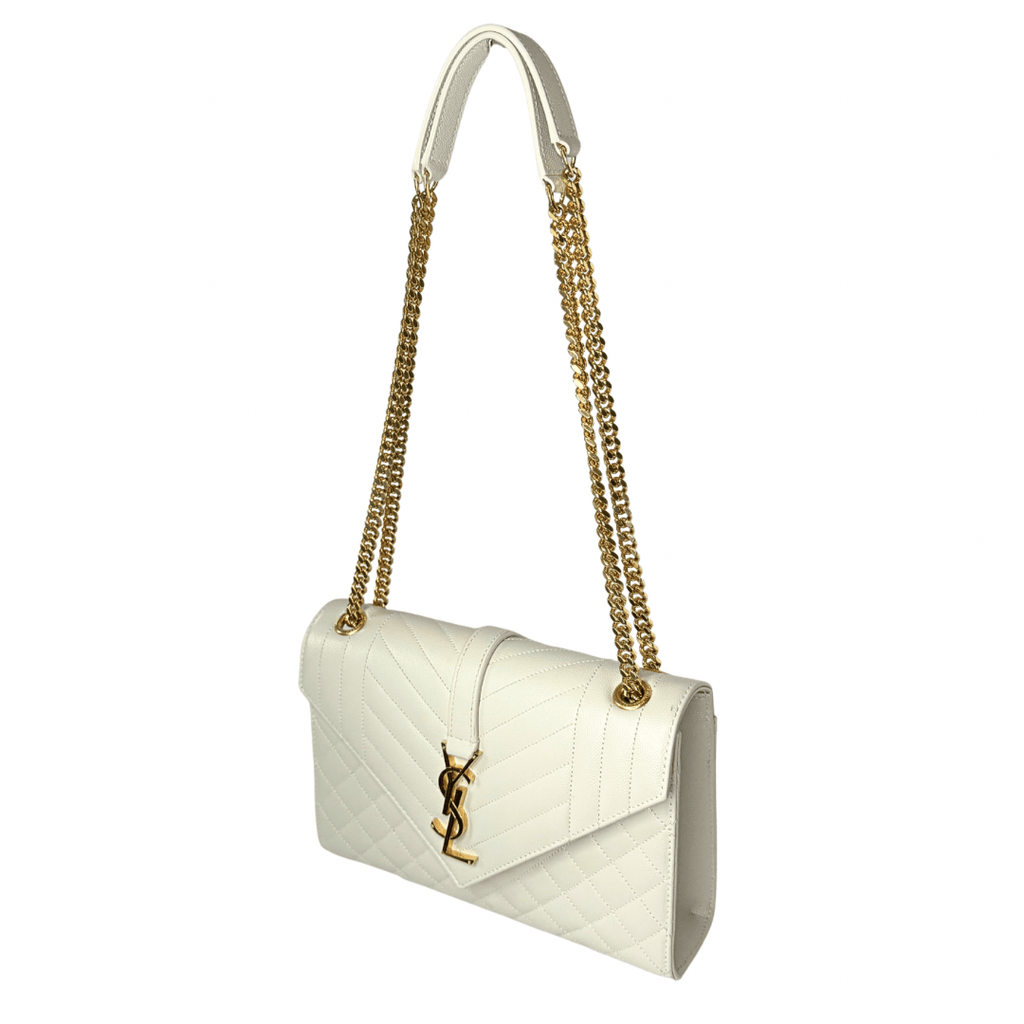 Saint Laurent White Medium Envelope Bag