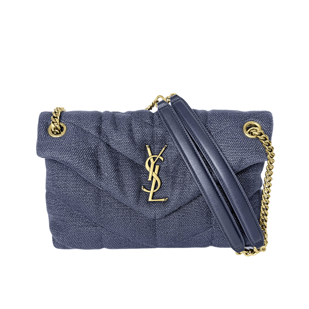 Saint Laurent Small Linen Quilted Puffer Bag