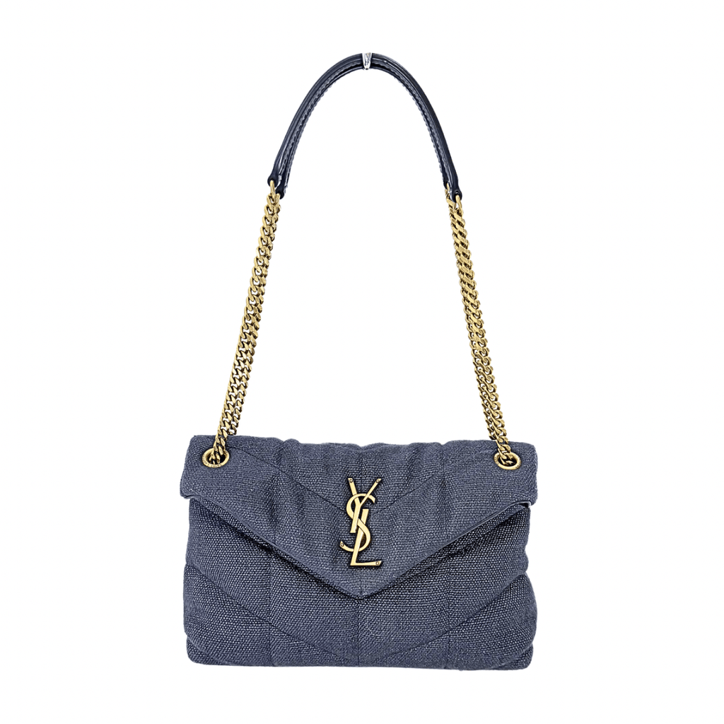 Saint Laurent Small Linen Quilted Puffer Bag