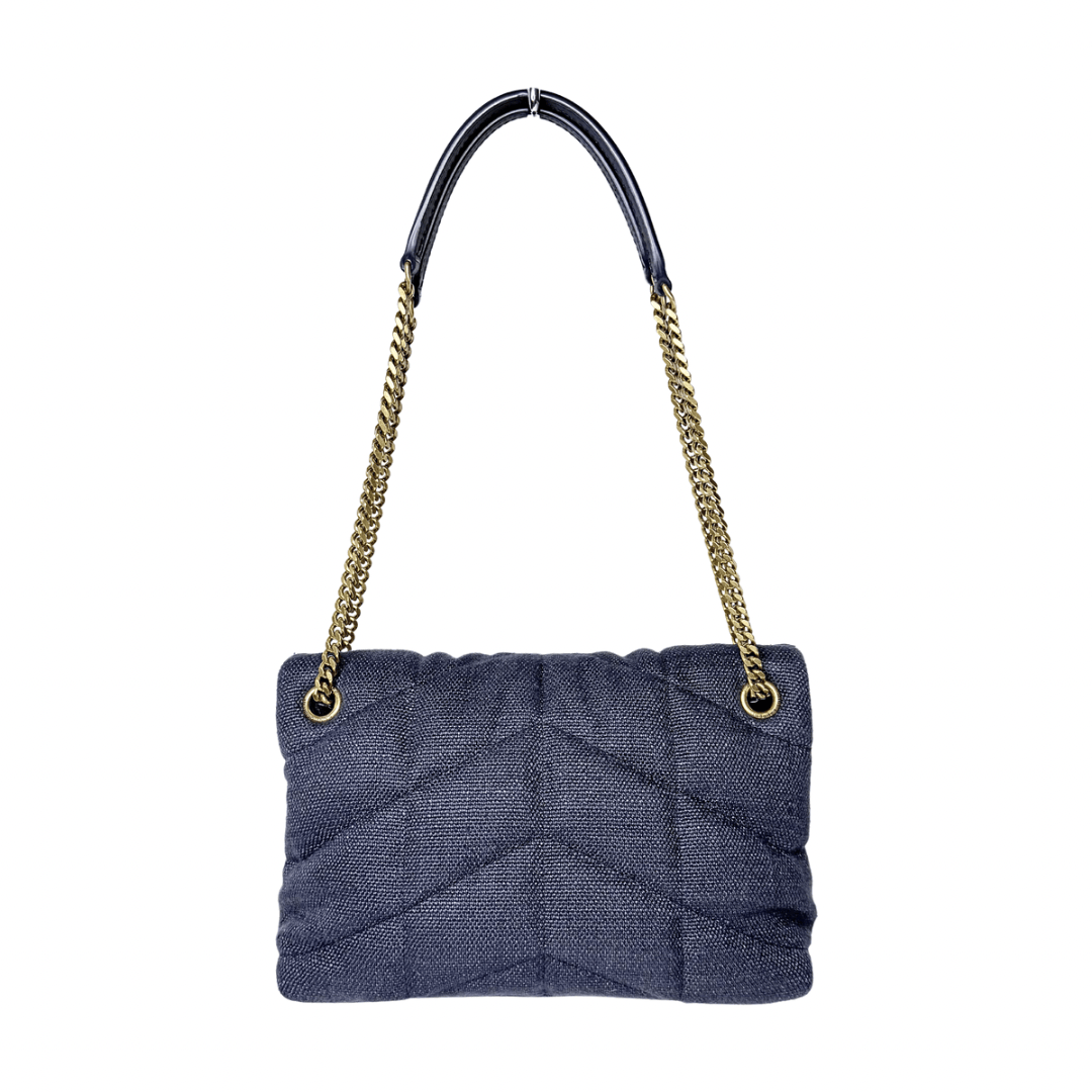Saint Laurent Small Linen Quilted Puffer Bag