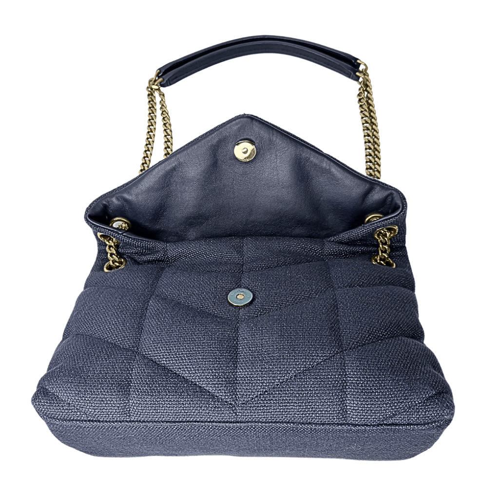 Saint Laurent Small Linen Quilted Puffer Bag