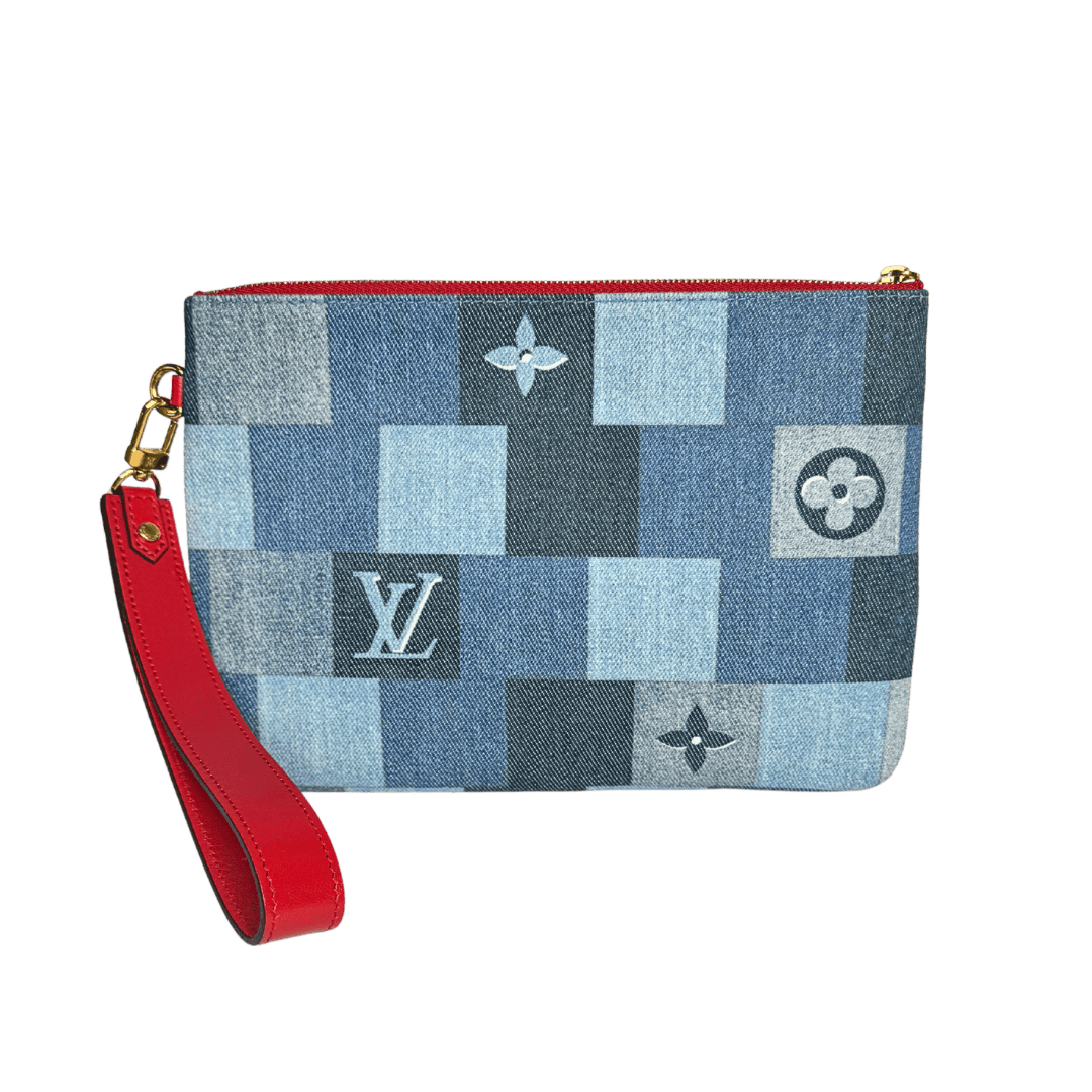 Louis Vuittton Denim Patchwork Monogram City Pouch Wristlet