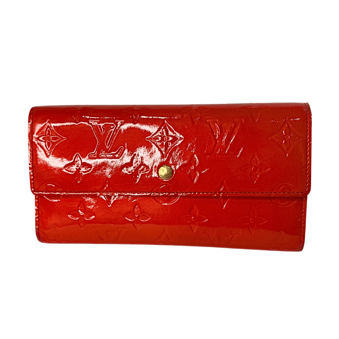 Louis Vuitton Monogram Vernis Sarah Wallet Red