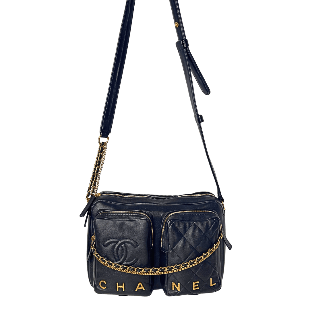 Chanel Quilted Logo Camera Bag Large