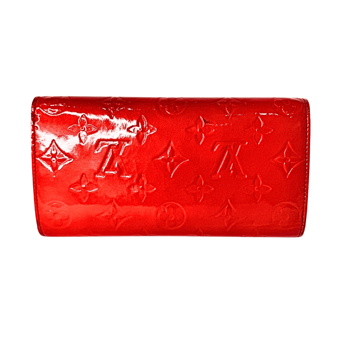 Louis Vuitton Monogram Vernis Sarah Wallet Red