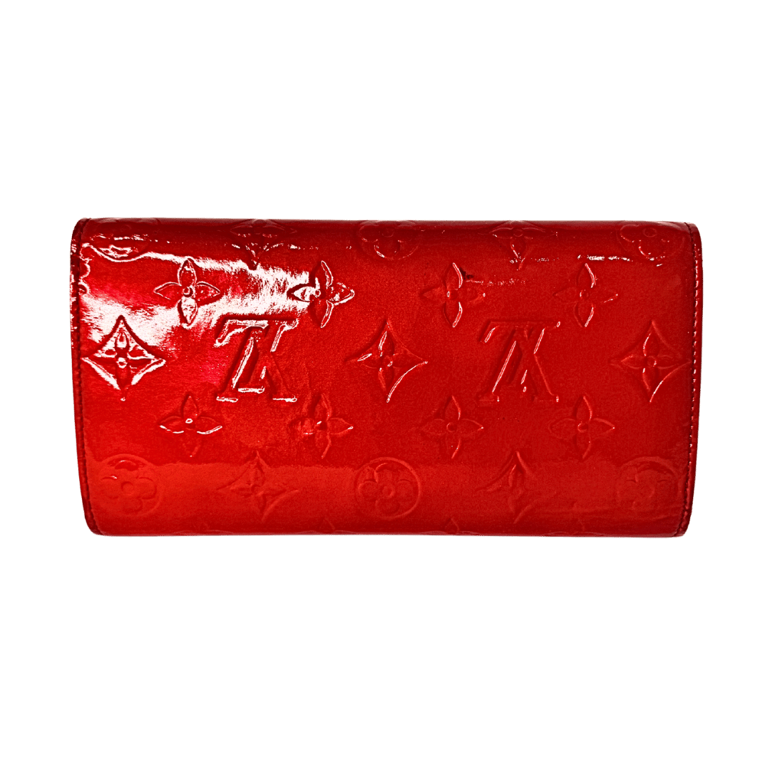 Louis Vuitton Monogram Vernis Sarah Wallet Red