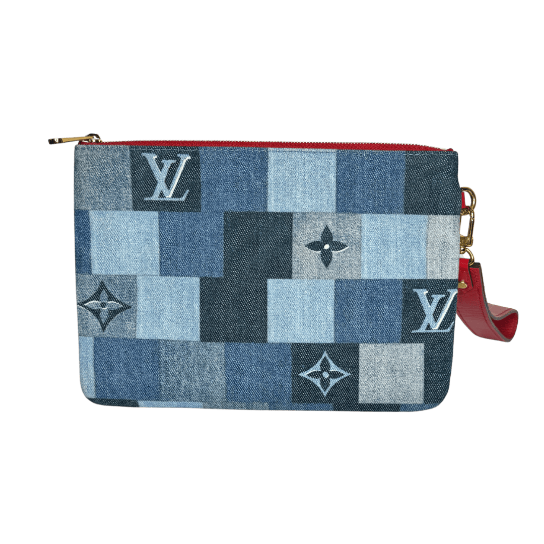 Louis Vuittton Denim Patchwork Monogram City Pouch Wristlet