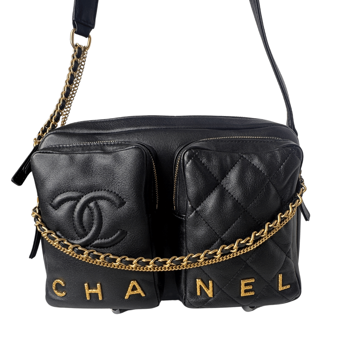Chanel Quilted Logo Camera Bag Large
