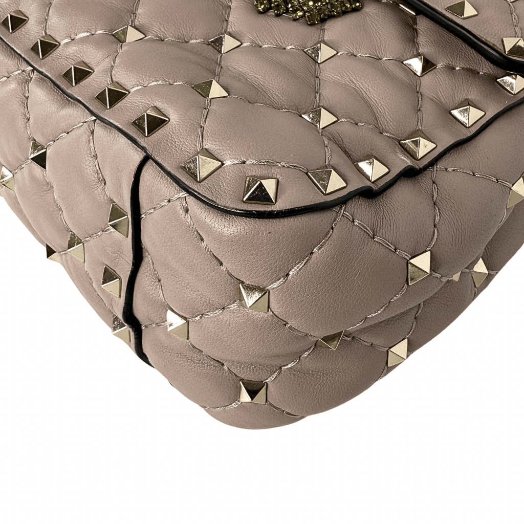 Valentino Rockstud Crystal Leather Top Handle Bag