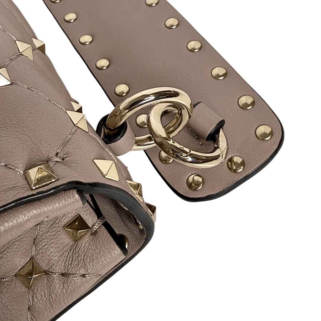 Valentino Rockstud Crystal Leather Top Handle Bag