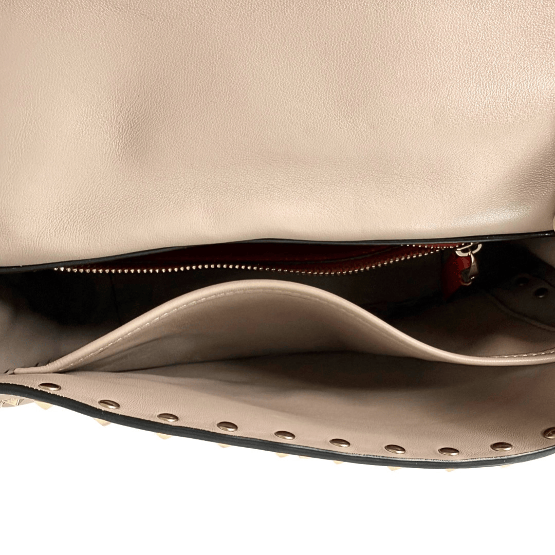 Valentino Rockstud Crystal Leather Top Handle Bag