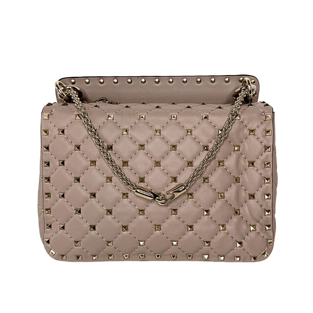 Valentino Rockstud Crystal Leather Top Handle Bag