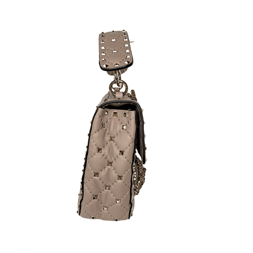 Valentino Rockstud Crystal Leather Top Handle Bag