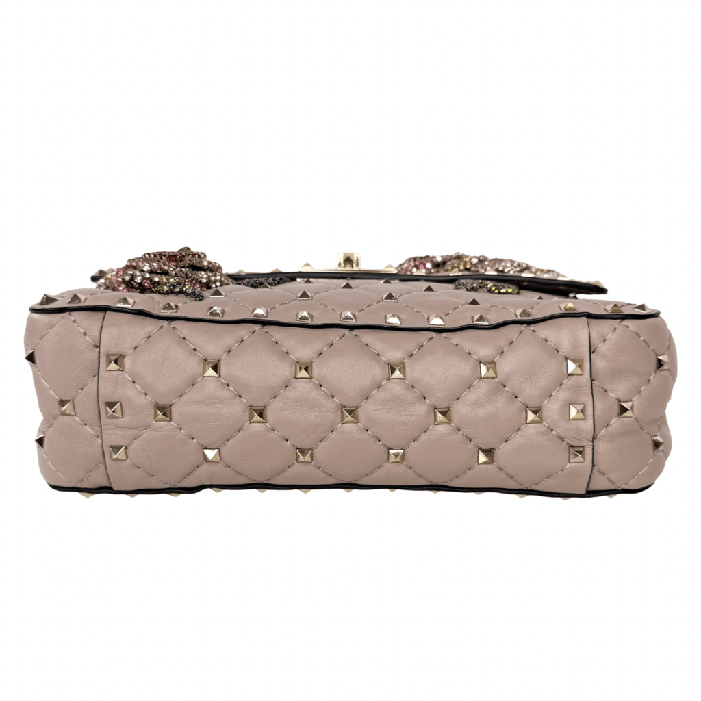 Valentino Rockstud Crystal Leather Top Handle Bag