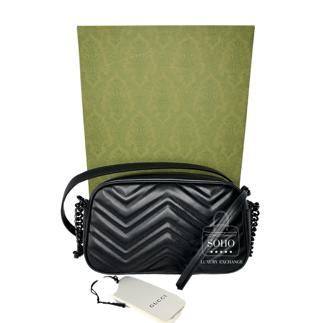 Gucci Matelasse Black on Black Marmont Camera Bag