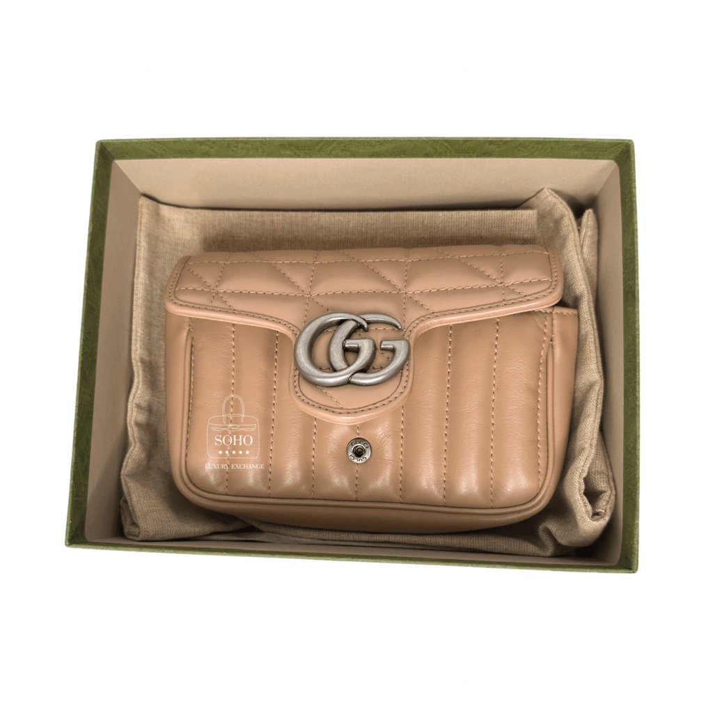 Gucci Leather GG Marmont Aria Super Mini Shoulder Bag