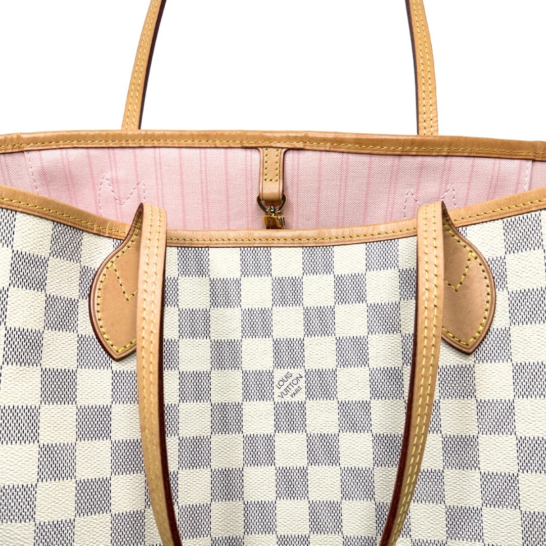 Louis Vuitton Damier Azur Neverfull and Pouch MM Rose
