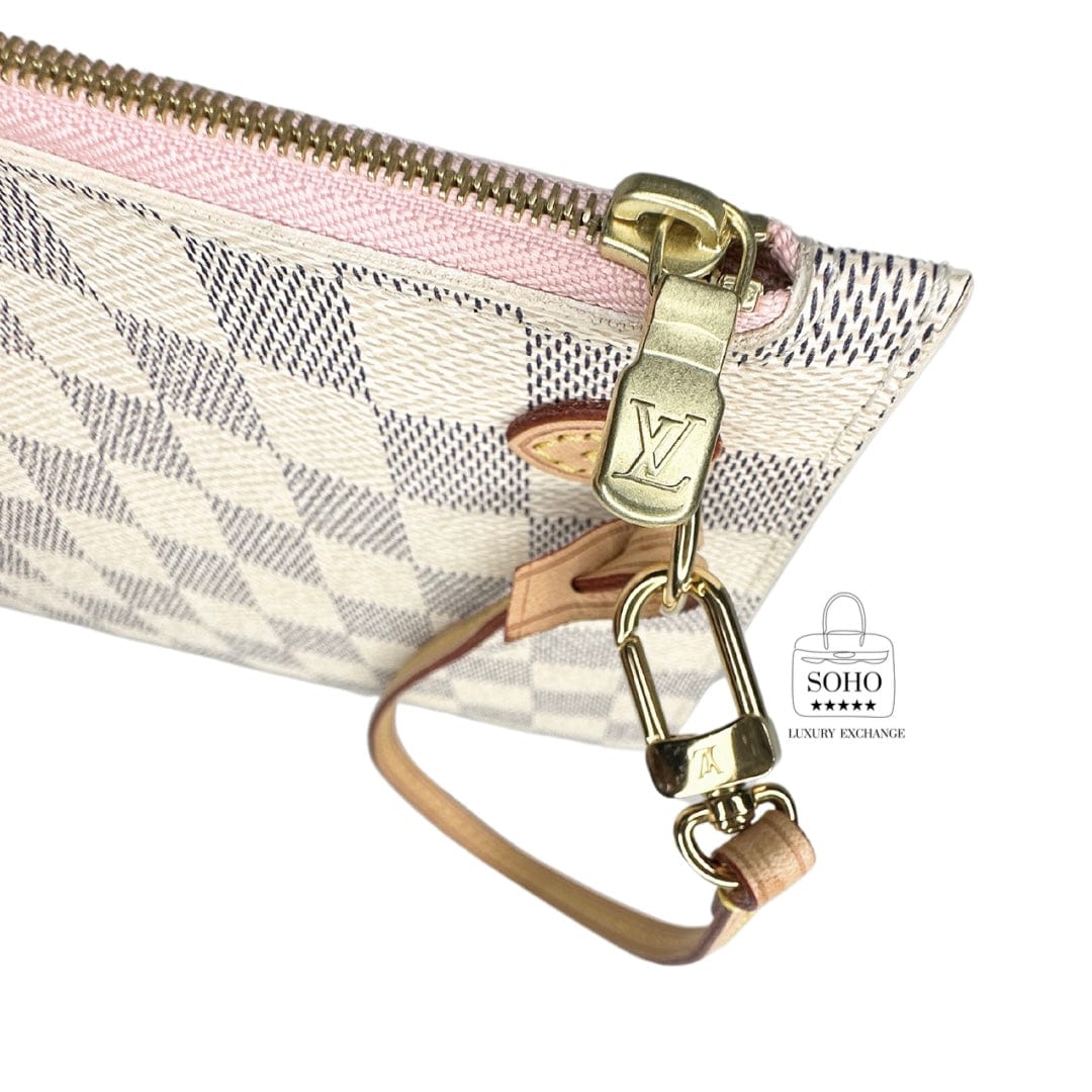 Louis Vuitton Damier Azur Neverfull and Pouch MM Rose
