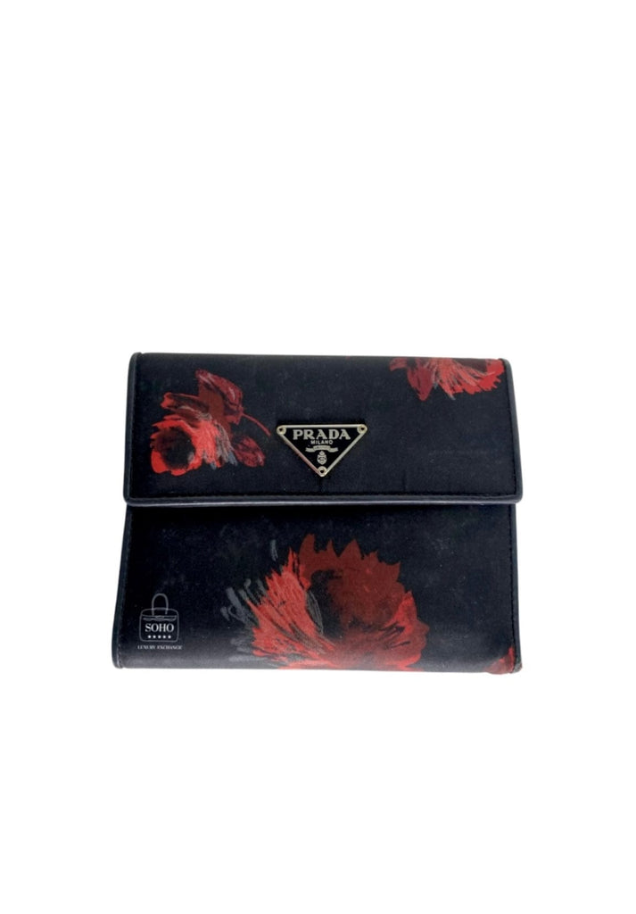 Prada Tessuto Floral Compact Snap Wallet