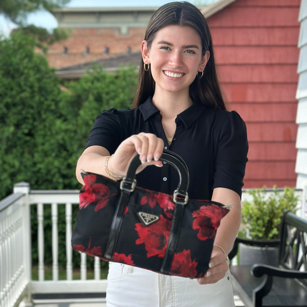 Prada Tessuto Floral Stampata Handle Crossbody
