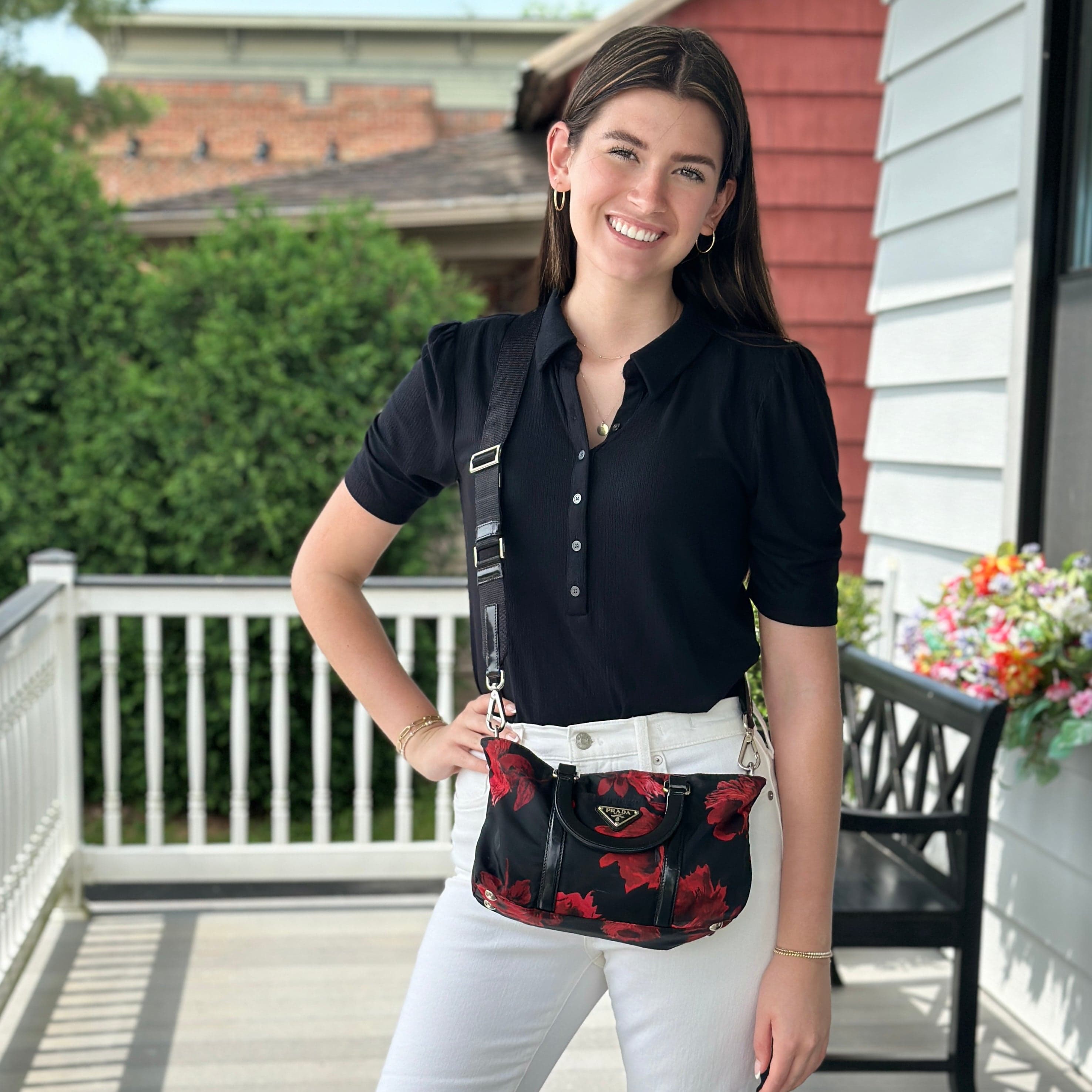 Prada Tessuto Floral Stampata Handle Crossbody