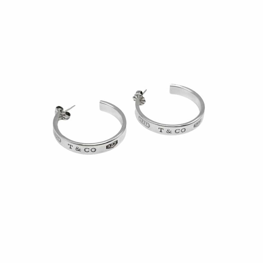 Tiffany & Co 1837 Silver Medium Hoop Earrings