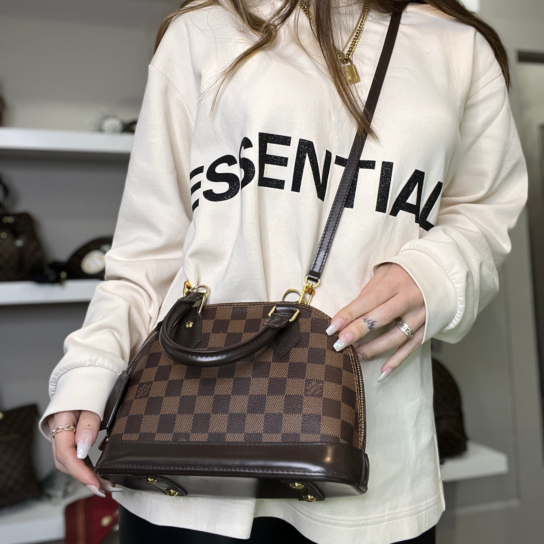Louis Vuitton Damier Ebene Alma BB and Strap