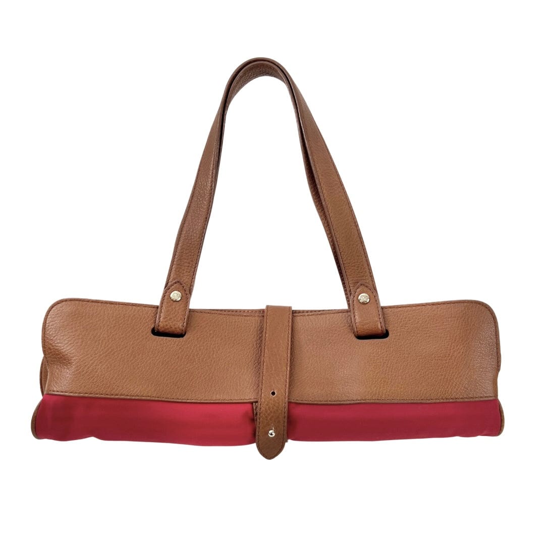 Burberry Red Canvas & Leather Stowell Roll-Up Tote