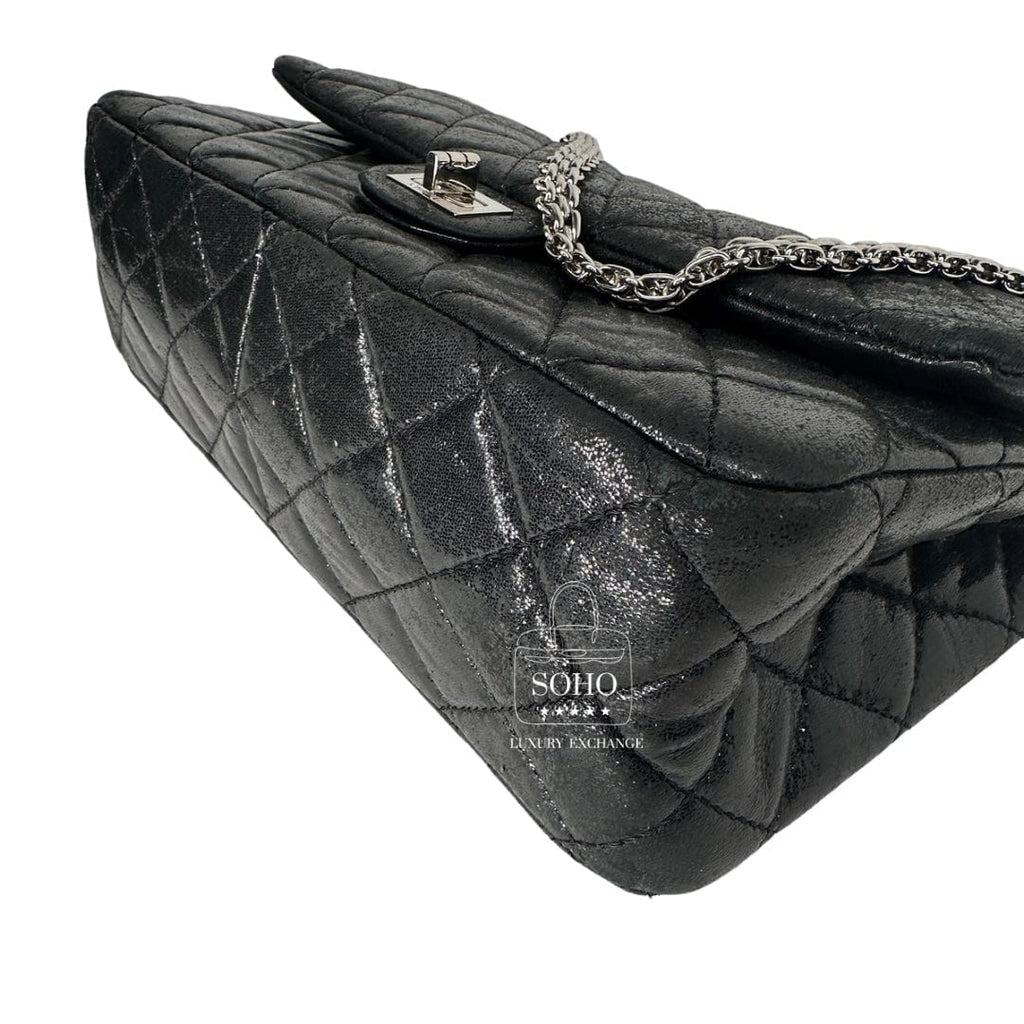 Chanel Black Metallic Quilted Lambskin Double Flap Reissue Bag
