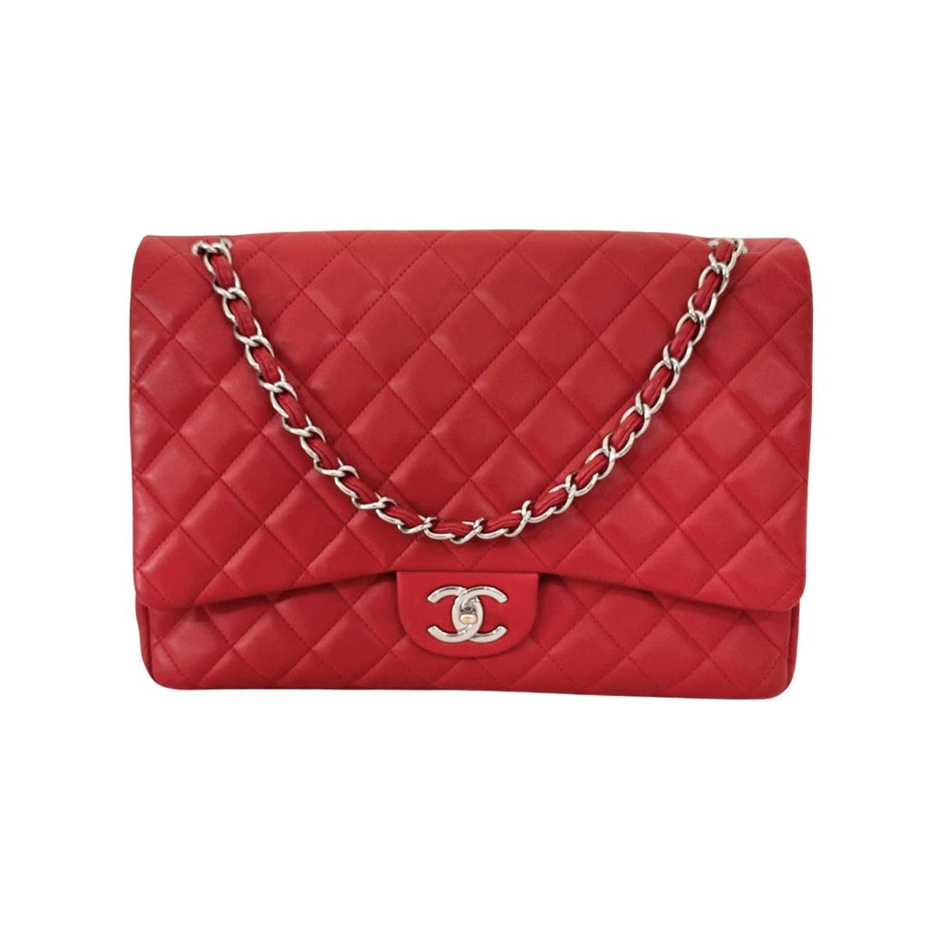 Chanel red maxi double flap bag