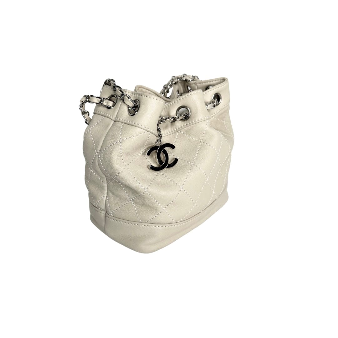 Chanel Surpique Drawstring Bucket Bag Soho Luxury Exchange
