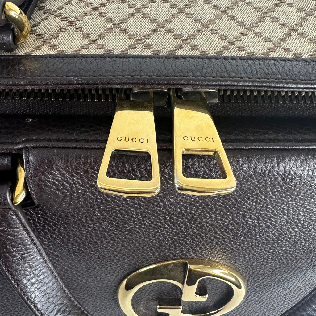 Gucci Diamante Lux Leather Carryon Duffle Bag in Yellow