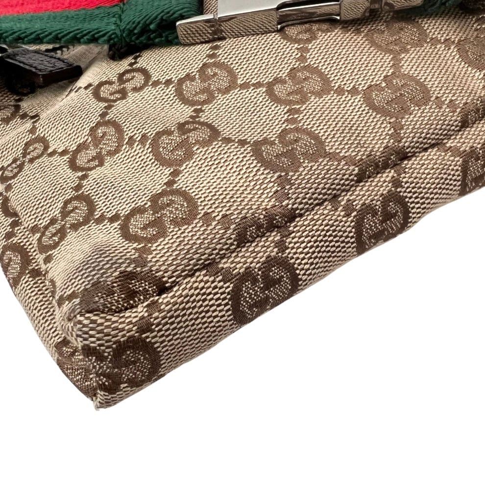 Gucci Brown GG Canvas Double Pocket Belt Bag Beige Cloth Cloth ref