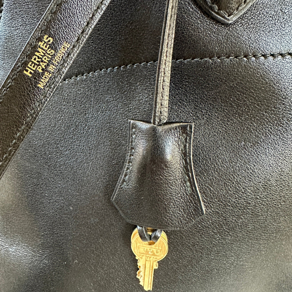 Hermes Vintage Black Leather Bolide 35 Satchel w/ Strap