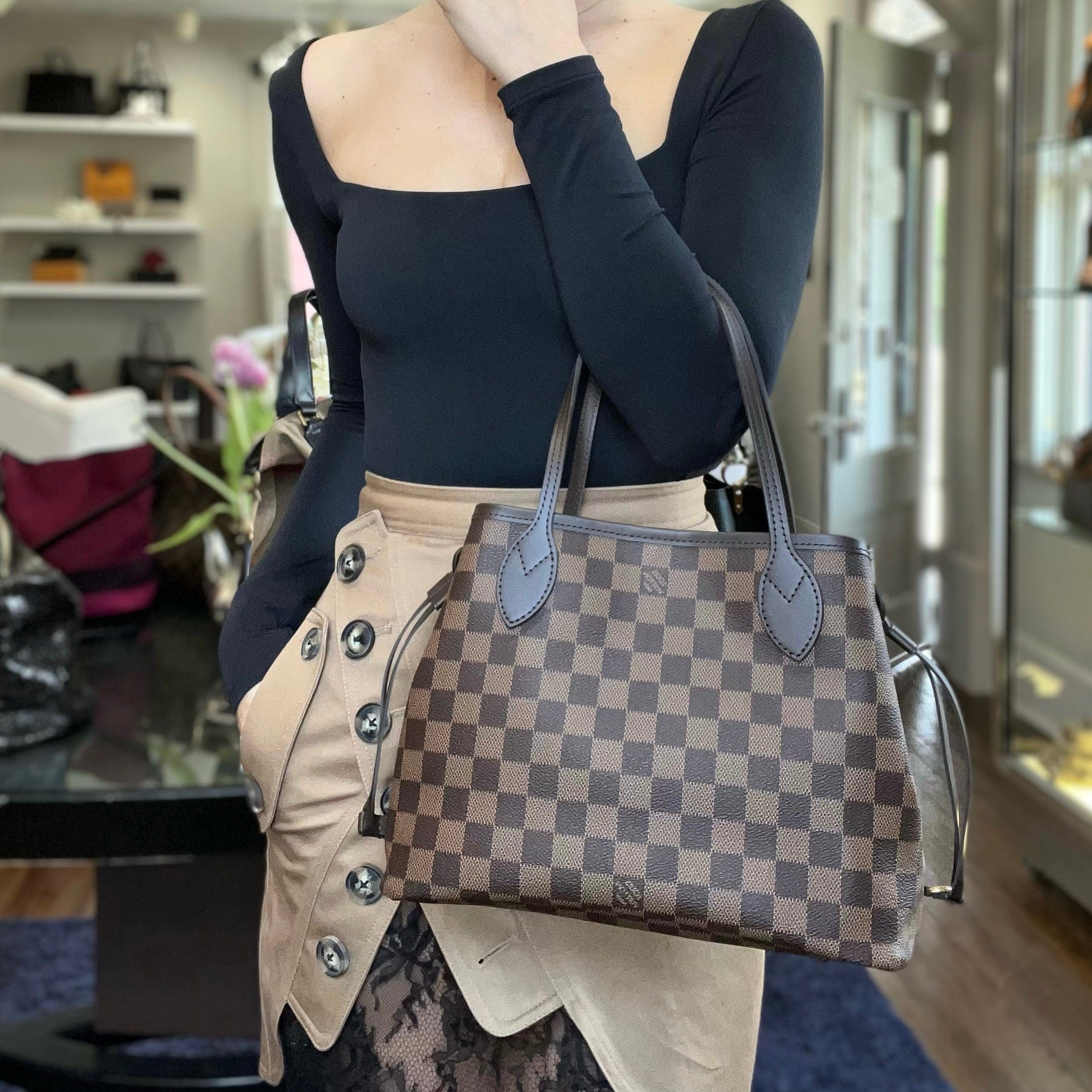Louis Vuitton Neverfull MM Damier Ebene Bags Handbags Purse